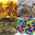 30pcs Pirate Gold Coins, Silver Coins Copper Coins Gemstones Children's  Halloween Props Plastic Fake Gold Acrylic Toys. 