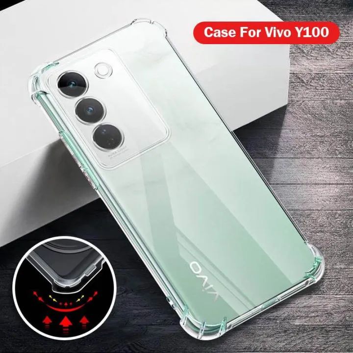 Vivo Y100 5G_ 4G Bumper Transparent Back Cover Soft TPU Shock Proof Drop Protective Crystal Clear Case (Imported Transparent)