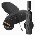12 Bone Black Glue Fully Automatic Umbrella With Thick And Durable Keel Three Fold Umbrella UV Resistant Folding Umbrella. 