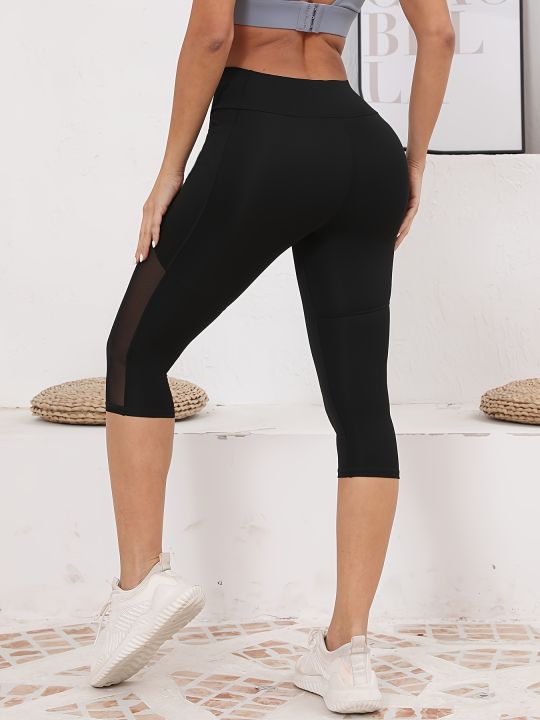 Women's%20Mesh%20Splicing%20With%20Pockets%20High%20Waist%20Yoga%20Pants%20Capri%20Tummy%20Tuck%20Exercise%20Leggings%20-%20Image%206