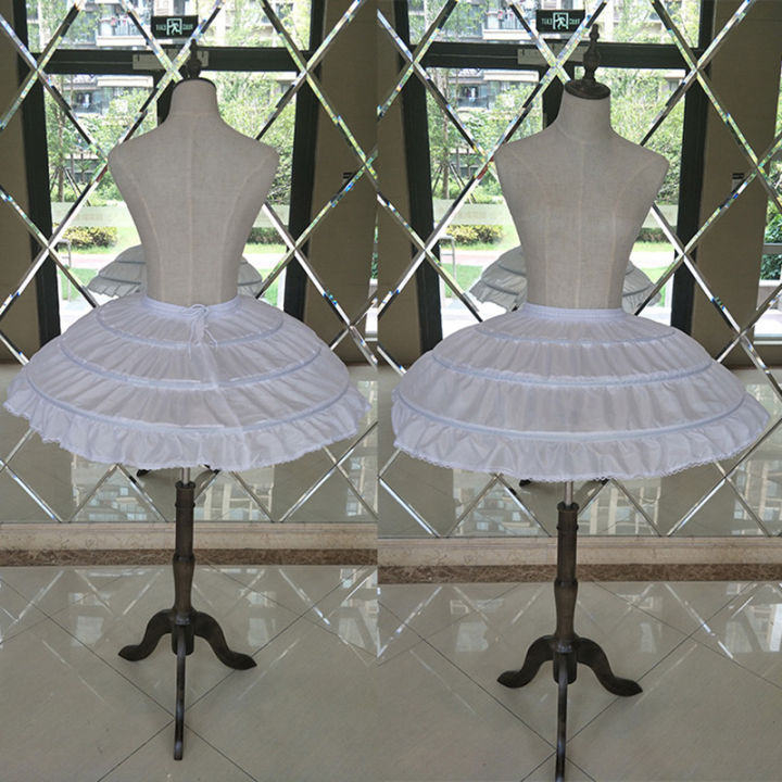 Children%20Girls%203%20Steel%20Hoops%20White%20Petticoat%20Wedding%20Gown%20Dress%20Underskirt%20Elastic%20Waistband%20Drawstring%20A-Line%20Skirt%20Edge%20-%20Image%202