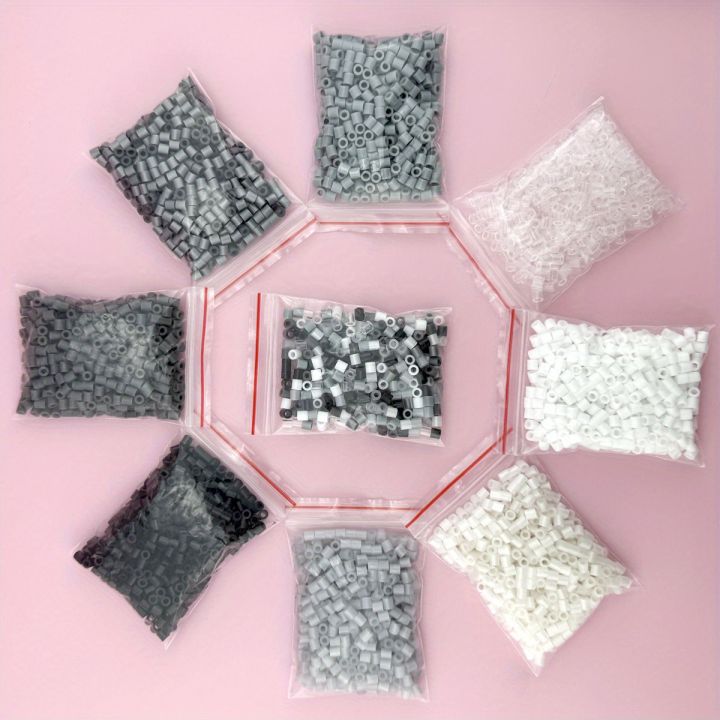 5mm 1000PCS Black, White, Gray, Transparent Color, Complementary Color Set, Hama Bead Iron Fuse Bead DIY Puzzle Pixel Art 
