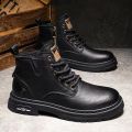 Autumn winner new retro comfortable high top shoes fashionable versatile casual warm short boots Elegant minimalist men shoes. 