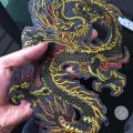 Chinese Style Gold Dragon Cloth Stickers Flying Dragon Embroidery Patch Decal Cheongsam Embroidery. 