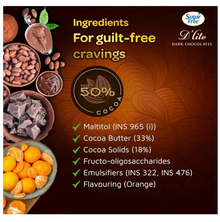 Sugar%20Free%20D'Lite%20Dark%20Zesty%20Orange%20Flavour%20Dark%20Chocolate%2040%20Gm%20-%20Image%203