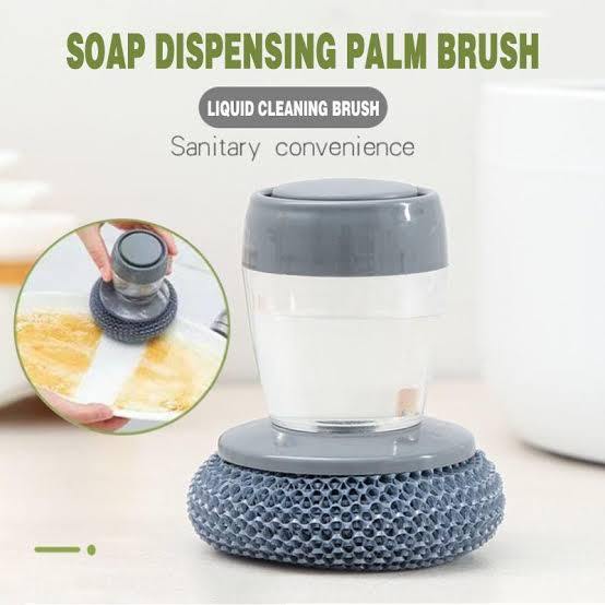 Kitchen Round Dish Sponges Scourer Cleaning Ball with Handle,Multi-Purpose Scrub Scrubber Sponge Pads Ball for Pot Pan Dish Wash Cleaning with Soap Dispenser