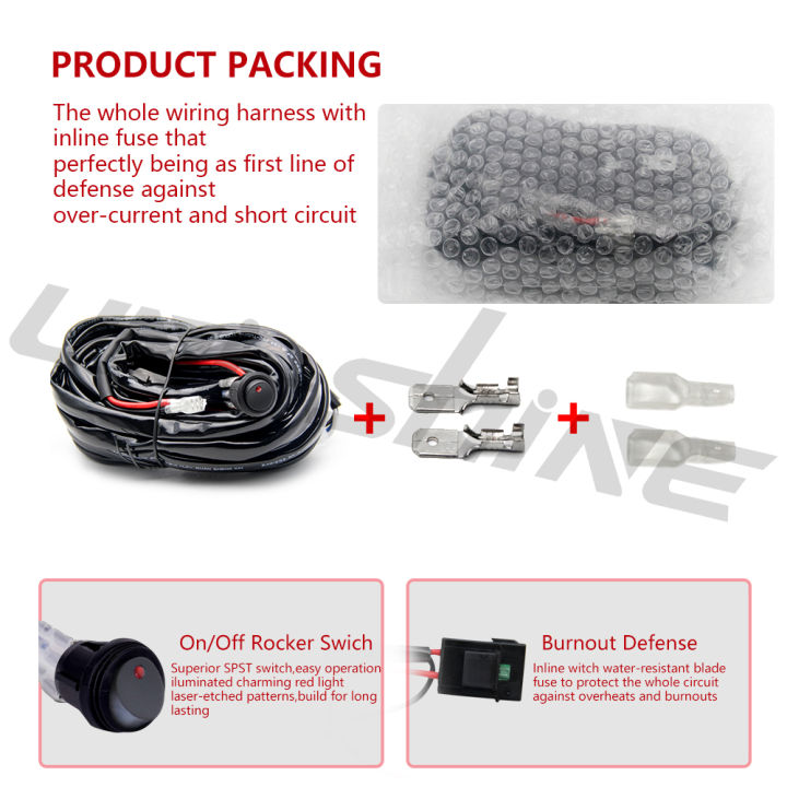 UNISHINE%20LED%20Light%20Bar%203M%20Wiring%20Harness%20Kit%20Universal%20LED%20Wiring%20Harness%20IP69%20For%20Auto%20UTV%20ATV%20Offroad%20Boat%20120inch%2012V%2024v%20-%20Image%203