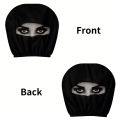 2pcs Mysterious Veil Red-Eyed Girl Printed Car Headrest Covers | Polyester, Knit Fabric, No Padding, Easy to Install and Wash.