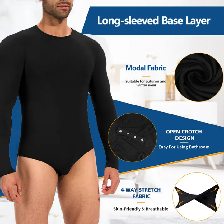 Men%20Long%20Sleeve%20Bodysuit%20Thermal%20Pajama%20Bodysuit%20One%20Piece%20Pajamas%20Rompers%20Basic%20Shirt%20-%20Image%203