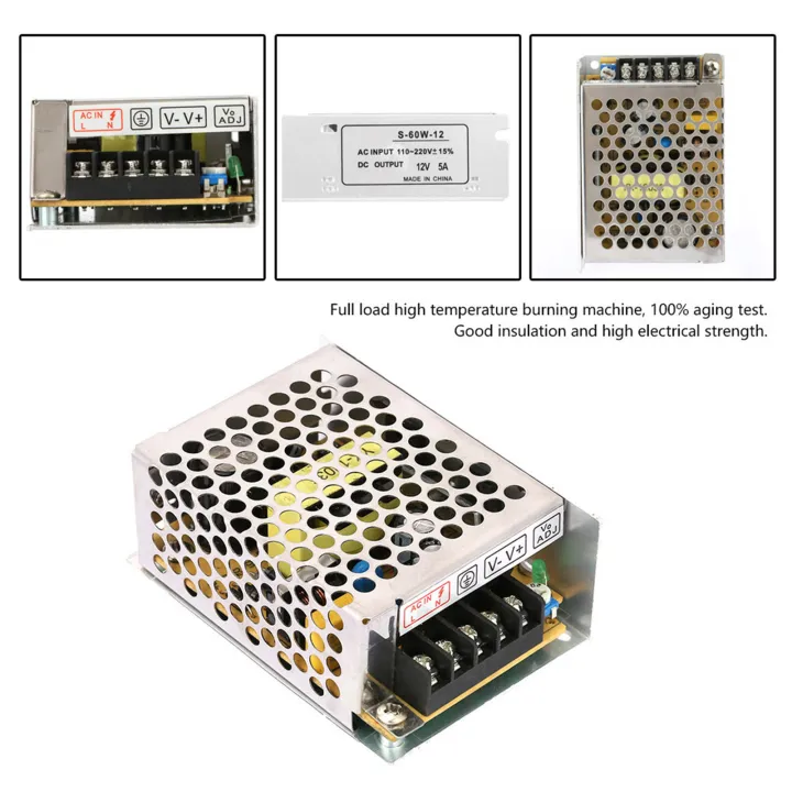 5A 12V AC/DC Voltage Converter Universal Regulated Switch Power Supply ...