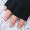 Black Half Finger Kittened Wool Hand Gloves for Men and Women.