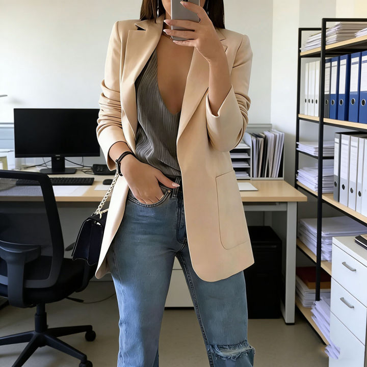 Women%20Buttonless%20Lapel%20Blazer,%20British%20Elegant%20Pocket%20Suit%20Jacket,%20Loose%20Professional%20Office%20Business%20Casual%20Commuter%20Outerwear%20-%20Image%203