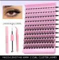 DIY Eyelash Extension kit,Lash Cluster kit waterproof Strong Hold Eyelash Bond, Eyelash Remover and Tweezer (200 Clusters).. 