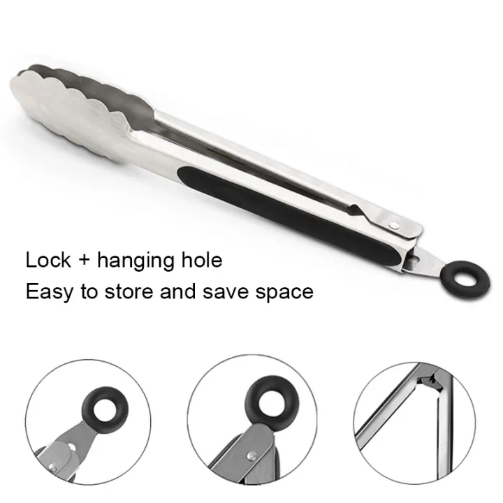 9/12/16%20inch%20Stainless%20Steel%20BBQ%20Grilling%20Tongs%20Salad%20Food%20Clip%20Non-Slip%20Handle%20Bread%20Serving%20Tong%20Cooking%20Barbecue%20Clip%20Clamp%20-%20Image%204