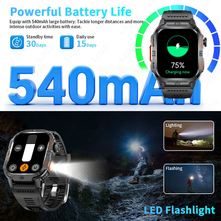 2026%20New%20%20Outdoor%20Smart%20Watch%20Men's%20%20540mAh%20LED%20Flashlight%20Bluetooth%20Call%202.01"%20Screen%20Waterproof%20Sports%20Smartwatch%20-%20Image%205
