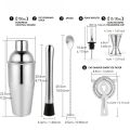 Stainless Steel Cocktail Shaker Set with 750ml Mixing Glass, Strainer, Muddler, Mixing Spoon, Pour Spout, for Home Bar. 