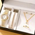Trendsetter -6pcs Set Watches Set Luxury Rhinestone Women Fashion Elegant Wristwatch Quartz Watch For Girl Ladies Clock Montre Femme- Inventive Choice.