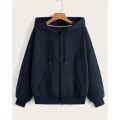 New Navy Blue Plain Hoodie Zipper For Boys and Men. 