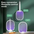 Electronic Fly Swatter, 2 in 1 3000 V Electric Mosquito Fly Catcher with Charging Base, USB Rechargeable Mosquito Bug Zapper Racket for Mosquitoes, Flies, Bees, Moths. 