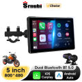 Srnubi 7 inch Portable Motorcycle DVR LCD Display GPS IPX7 Waterproof For Wireless Apple CarPlay Android Auto Airplay Monitor. 