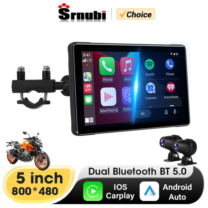 Srnubi 7 inch Portable Motorcycle DVR LCD Display GPS IPX7 Waterproof For Wireless Apple CarPlay Android Auto Airplay Monitor