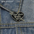 Vintage Punk Alloy Heart Enamel Pins What Would Buffy Do? Classic Black Letter Brooch Clothing Lapel Badge Funny Jewelry Gifts. 