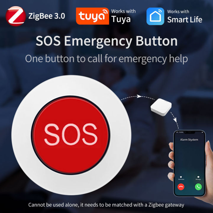 Tuya Smart ZigBee SOS Button Sensor Alarm Emergency Call Button For Kids Elderly Patient Tuya Smart Life App Remote Control