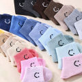 10 Pairs of Cute Solid-Color Smiling Face Pattern Children's Mid-Calf Socks, Suitable for Boys and Girls Socks. 