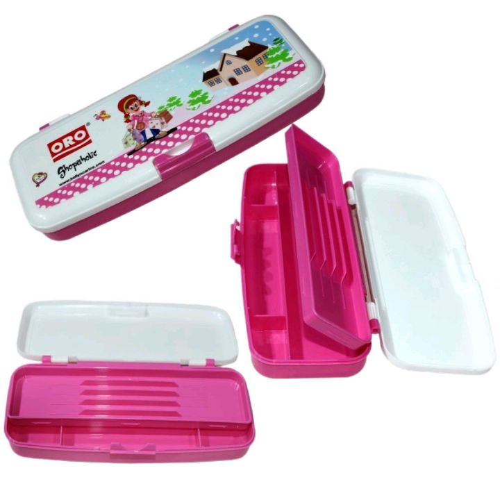 Oro Kelly & Carlos Cute Pencil Box Geometry Box (1 Pcs)| Double Portions |Stylish Geometry Box Set for Kids_Perfect for Boys, Girls, and School Needs.