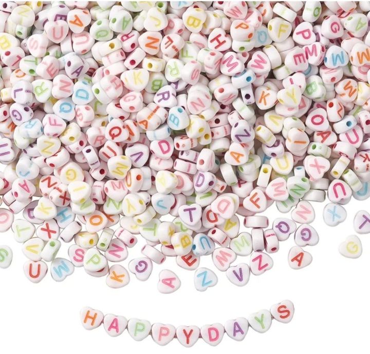 100/150 pcs white acrylic heart shaped beads perfect for arts and crafts , jewellery and bracelet making.