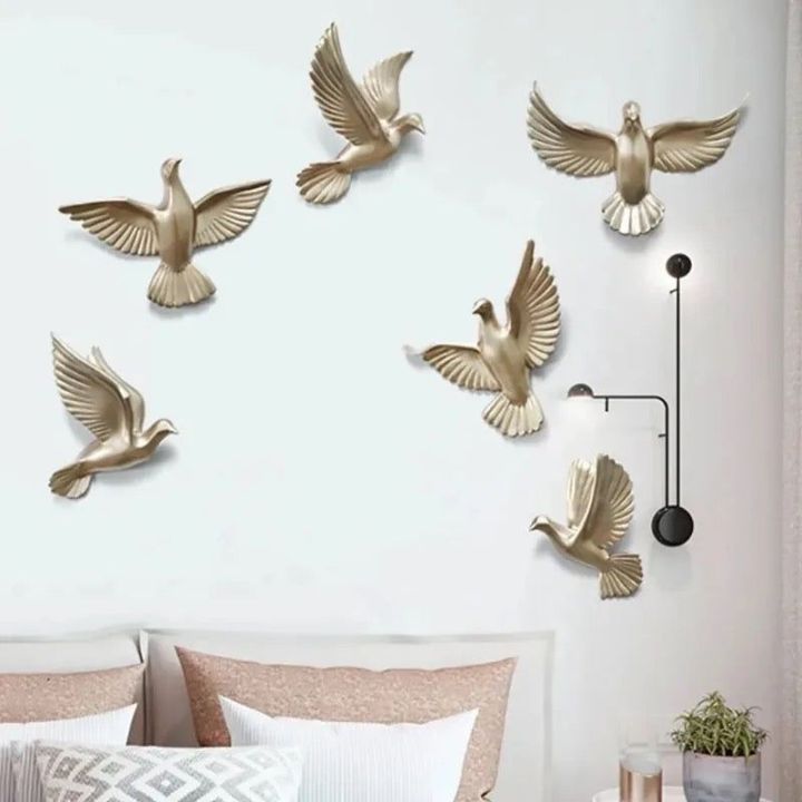 Wall Decor Sparrows | Resin Birds 6 Pcs Set Wall Decor | Hanging Sparrows | Decoration Sparrows |