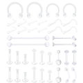 2pcs Clear Surgery Bioflex Nose Rings Belly Rings Septum Eyebrow Lip Cartilage Earring Industrial Plastic Piercing Jewelry.