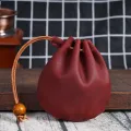 Original Handmade Genuine Leather Unisex Coin Purse Cow Leather Coins Money Pocket Retro Wallet Drawstring Storage Bag. 