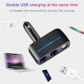 Car Cigarette Lighter Socket 12-24V Auto Cigar Lighter Dual USB Charger Power Adapter Outlet 2.1A/1.0A 80W Splitter Universal. 