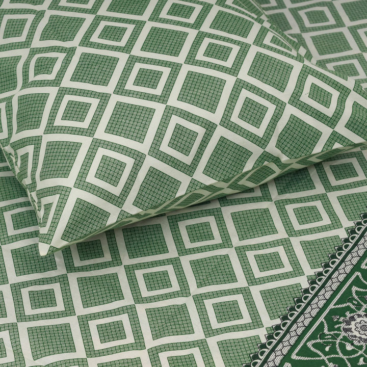 King%20Size%20Premium%20Bed%20Sheet%2088"%20x%2098"%20with%202%20Pillow%20Covers%20%7C%20Green%20and%20White%20Square%20Print%20-%20Image%207