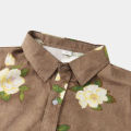Men Hawaiian Style Short Sleeve Shirt, Summer Casual Floral Print, Green Button Down Shirt, Loose Women Vintage Flower Beach Top. 