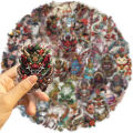 50pcs Transparent Japanese Tattoo Art Stickers - Waterproof PET Decals for Scrapbooking, Guitar & Laptop Decoration. 