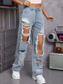Y2K American Retro Jeans 2026 Light Washed Ripped Denim Pants High Waist Baggy Straight Leg Autumn Trend. 