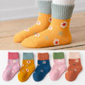 5Pairs/Lot Cute Stripe Cartoon Kids Socks Knit Warm Girls Boys Children Sock Baby Flower Floral Short Socken For 1-9Years. 