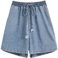 Plus Size Denim Shorts For Women 2024 Summer New Arrivals High Elastic Waist Soft Tencel Loose Blue Jeans Shorts Female Hot Sale. 