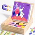 Geometric Magnetic Puzzle Shape Sorter Wooden Blocks Develop Imagination Safe Magnetic Puzzles Wood Tangram Geometric. 