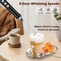 Wireless Rechargeable Electric Milk Frother - 3 Speeds, Handheld Foam Maker for Latte, Cappuccino, Hot Chocolate - USB Rechargea. 
