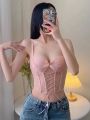 Thai Niche Style Halter Top & Vest Set Lace Boned Underbust Crop Top Pure Sweet Look Summer Fashion Layering Set UK MOYISU.