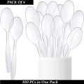 4 Packs Of 100PCS Transparent Plastic Spoons For Desserts And Appetizers. 