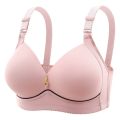 Mom Brassiere Without Steel Ring Breathable Gathered Ladies Underwear Non-magnetic Thin Cup Glossy Obese Female Ladies Bra. 