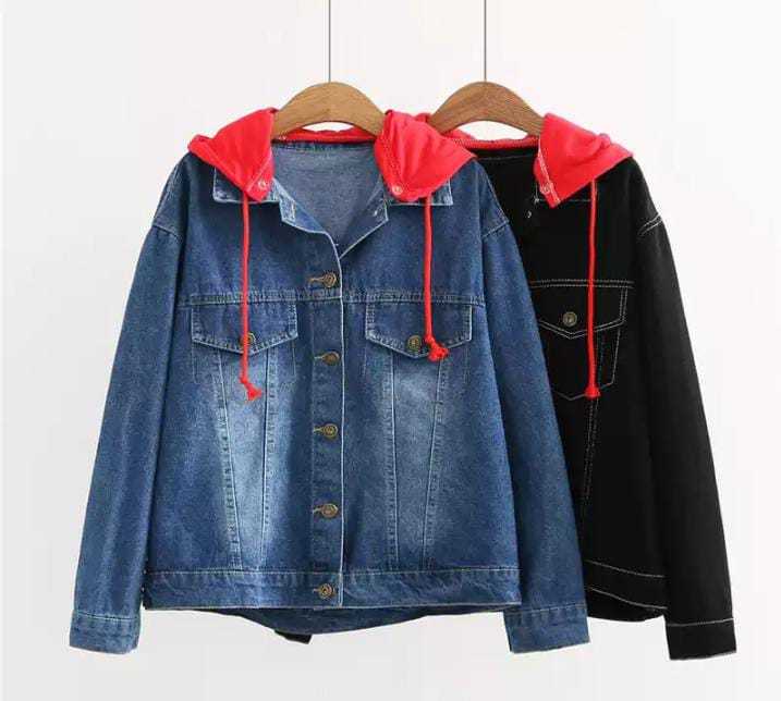 Women denim hoodie jacket
