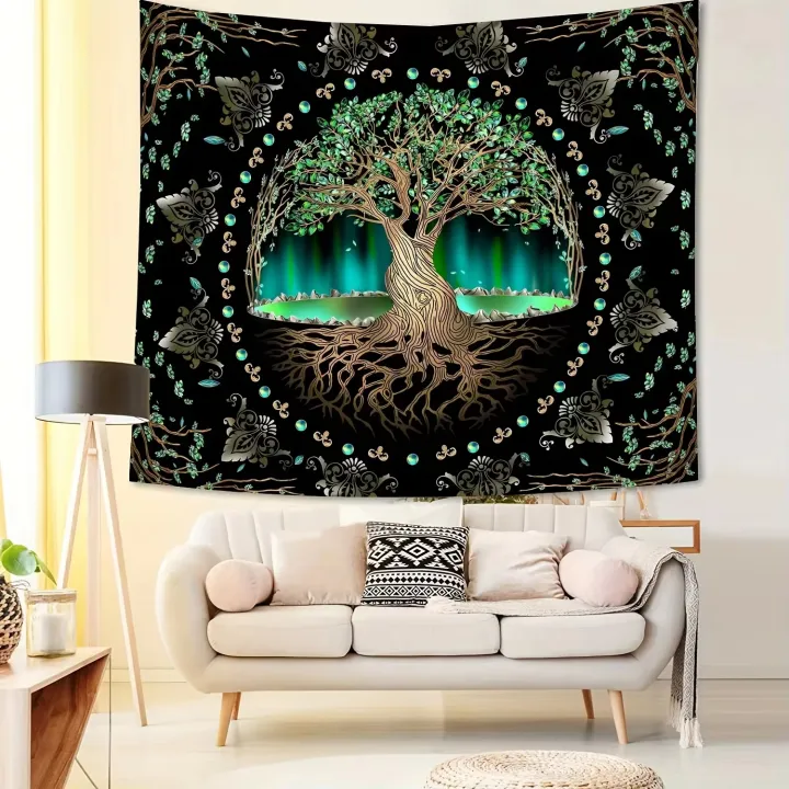 VIKAMA%20Aurora%20Tree%20of%20Life%20Tapestry%20Tree%20Pattern%20Starry%20Sky%20Spiritual%20Retreat%20Meditation%20Space%20Wall%20Hanging%20Themed%20Room%20Decor%20-%20Image%204