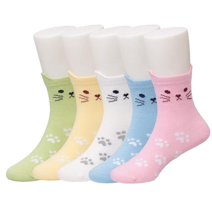 5%20Pairs%20Cartoon%20Cat%20Patterned%20Girls%20Socks%20Soft%20Comfortable%20Cotton%20All-Season%20Children's%20Socks%20Daily%20Wear%20Socks%20-%20Image%203