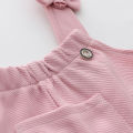 Summer fashion striped romper pants and short-sleeved shorts set for female infants and toddlers. 