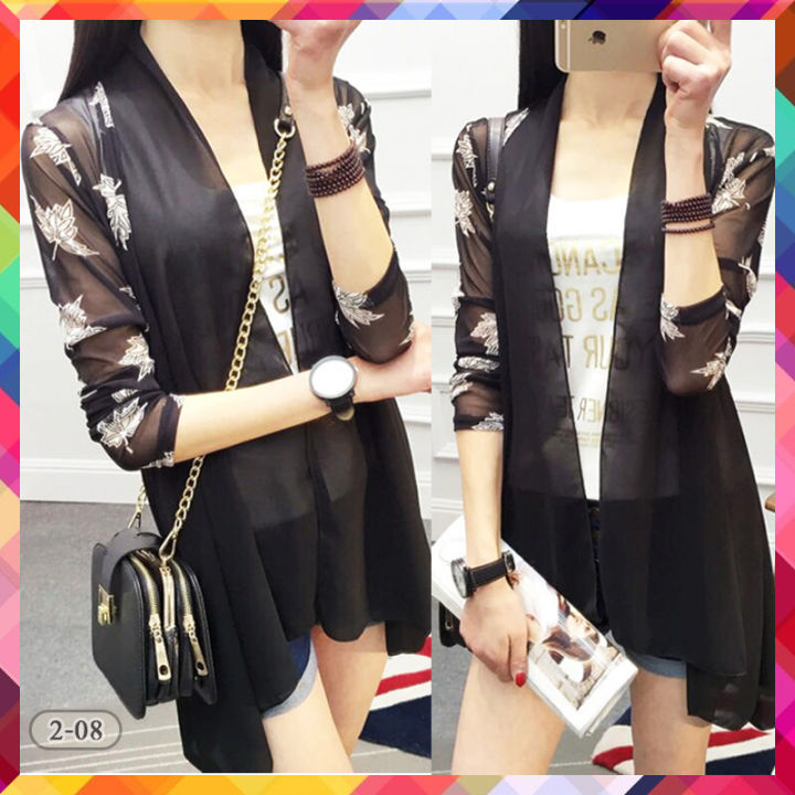 ♥️ Korean robe♥️ Chiffon mesh fabric, front short-back, light sheer, free size